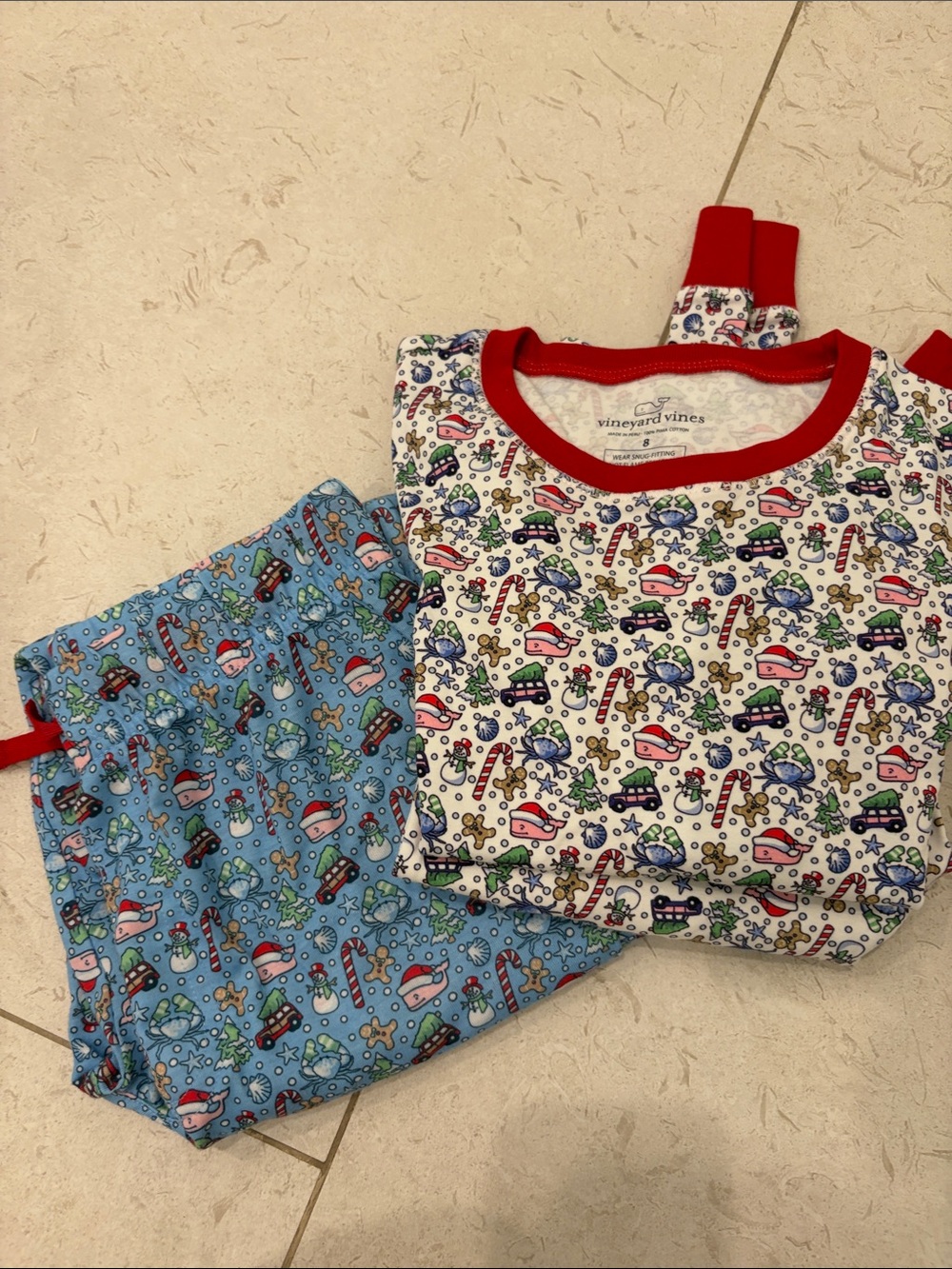 Vineyard Vines Kids Red, Blue and White Holiday Pajama Set